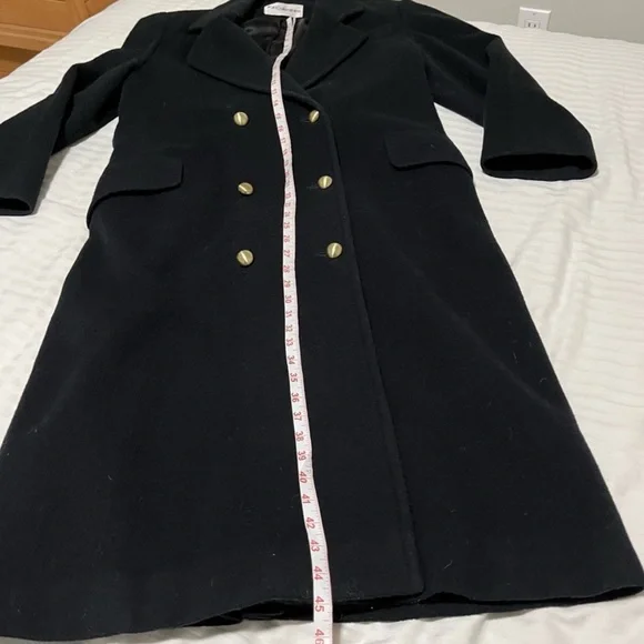 Vintage Union Made JH Collectibles Wool Long Trench Coat Black sz Medium / Large - Picture 12 of 14
